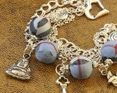 Blue Tartan, Key and Buddha Charms Bracelet