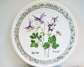 Vintage Plate with  Lavender Flowers, Olympia and Aquilegia