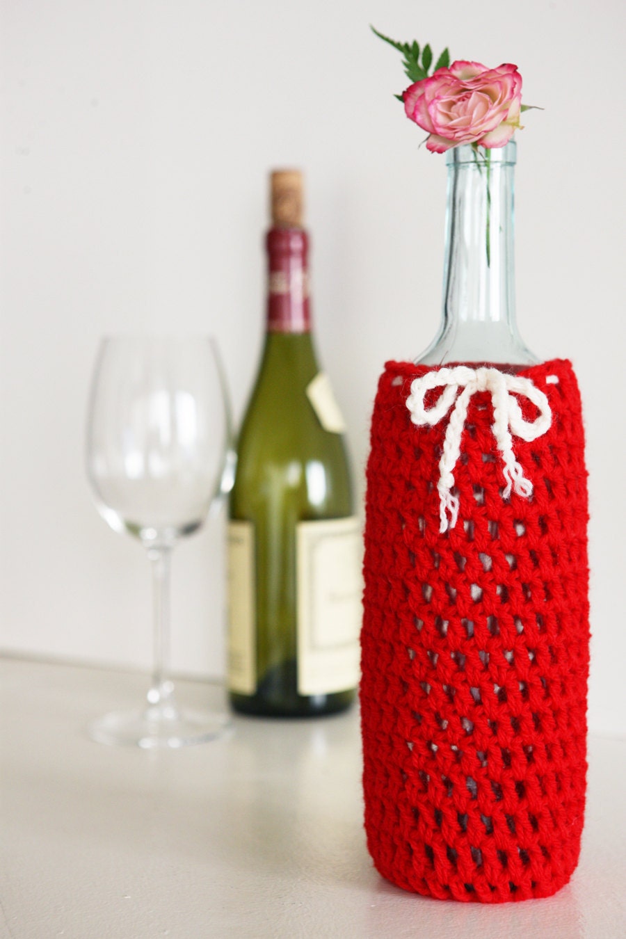 Wine Bottle Cozy in Cardinal