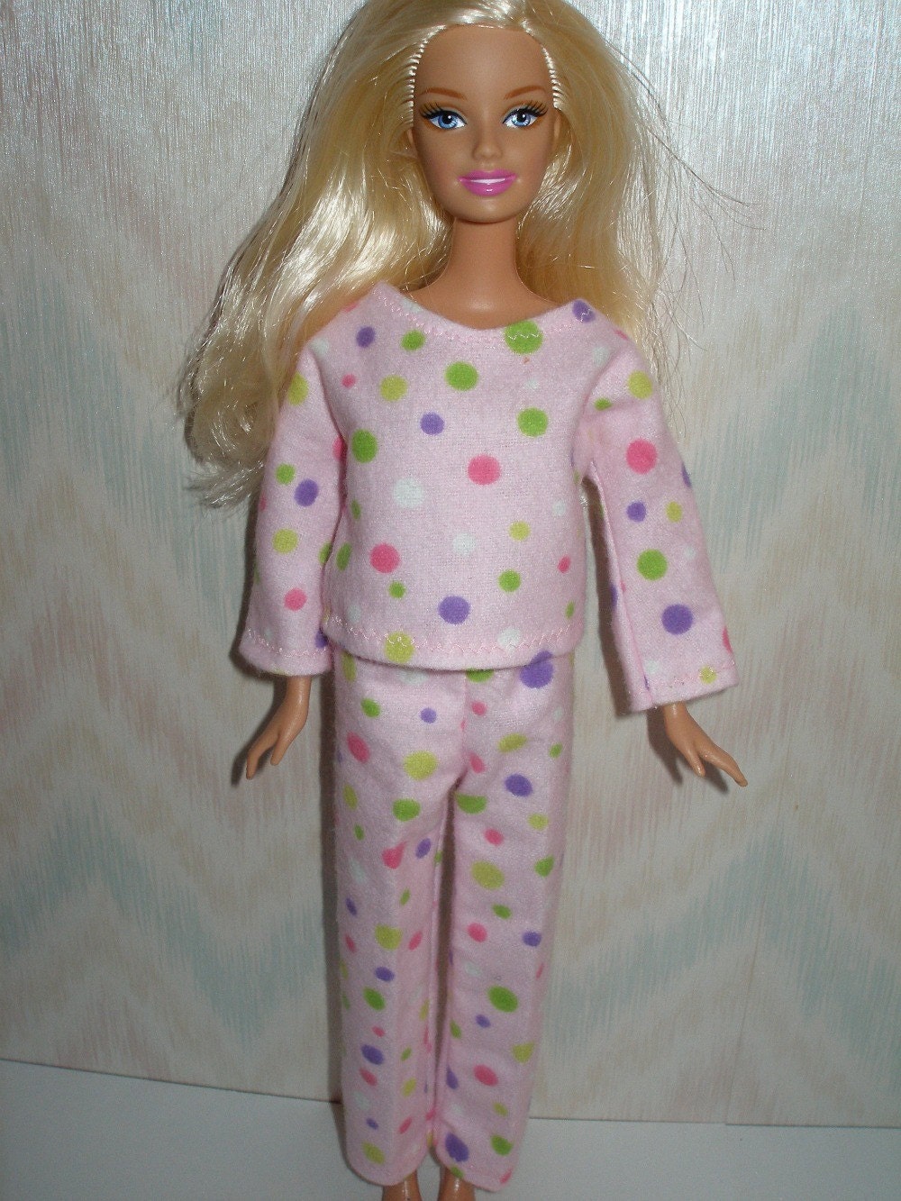 Handmade Barbie doll pajamas by TheDesigningRose on Etsy