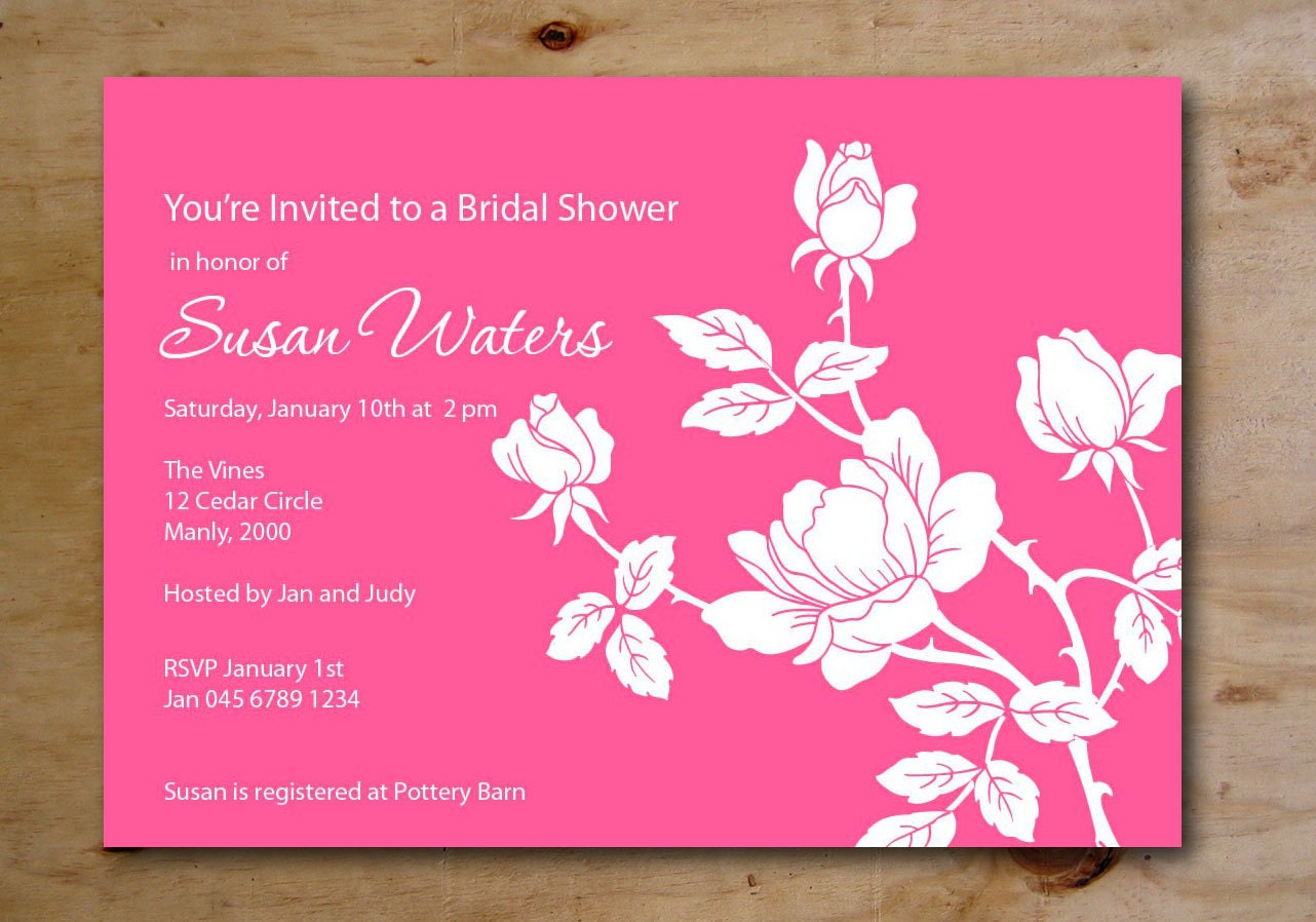 Rose  Baby Shower Birthday Invitation Engagement Save the Date