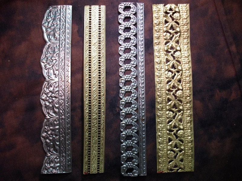 Brass and Steel Filigree Banding Strips Sample Pak by EKSupplies