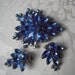 Vintage Signed CATHE Azure Blue RHINESTONE Brooch Pin and Matching Earrings