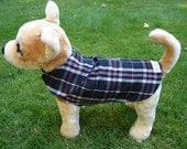 Dog Coat - Black Red and White Plaid Dog Coat- Size XX Small- 8 to 10 Inch Back Length - Or Custom Size