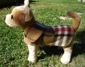 Dog Jacket -  Fleece Plaid Dog Coat- XX Small- 8 to 10 Inch Back Length - Or Custom Size
