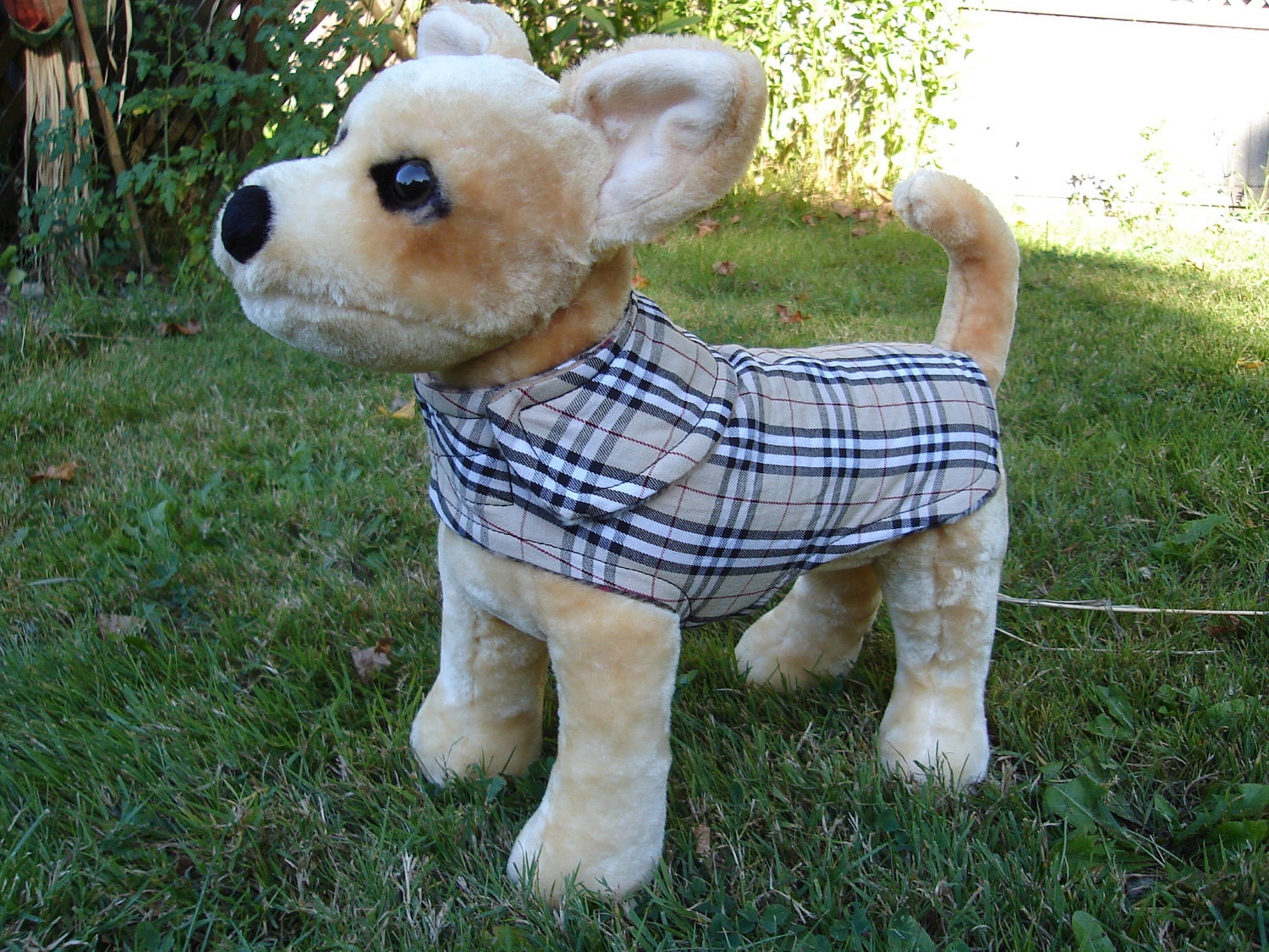 Dog Coat - London Plaid Dog Coat- XX Small- 8 to 10 Inch Back Length - Or Custom Size