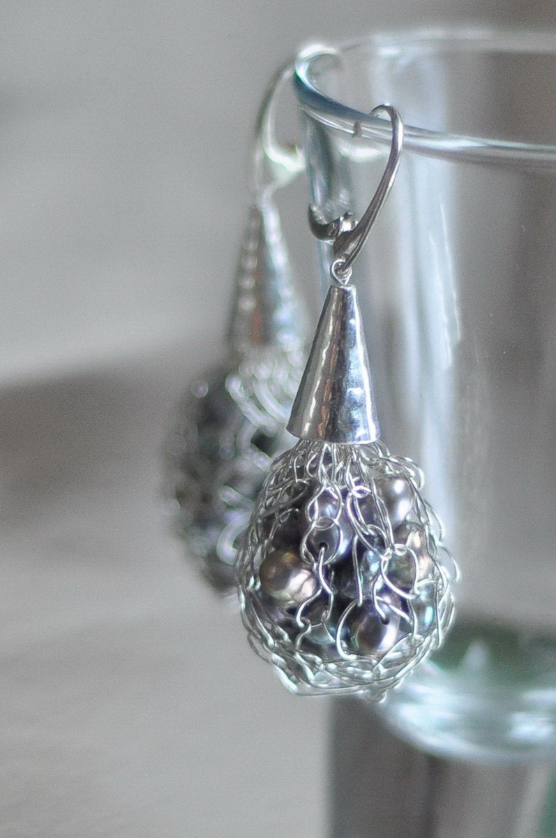 Earrings - Pearls in the Net