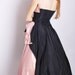 Designer Vintage Fred Perlberg Pink Satin and Black Strapless Formal Evening Gown  / Cocktail Dress / 1950s Cocktail Dress / 1204