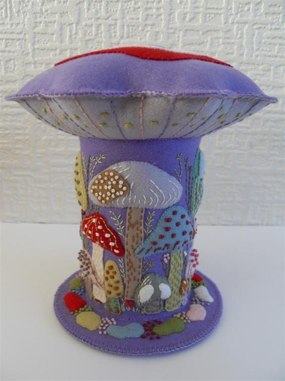 Extra Large Mushroom / Toadstool Pincushion on Lilac