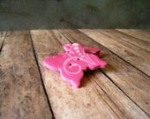 Raspberry Pink polymer clay Butterfly Buttons, set of 3 medium