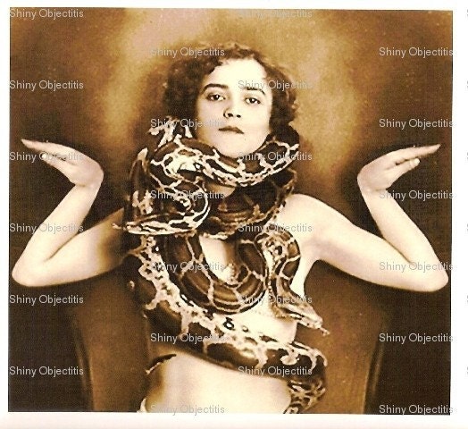 Vintage Snake Charmer Girl Photo
