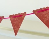 Bunting garland in a plum floral design cardstock by Anna Griffin 15 flags gorgeous velvet ribbon Perfect for Christmas decor READY TO SHIP Il_170x135