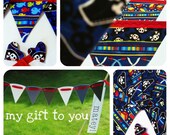 Pirate bunting "Party Time" Kit 1 x Large 12 flag bunting 1 x 16 flag mini fabric bunting & FREE cake bunting READY to SHIP Il_170x135