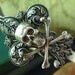 Vintage style french fleur de lis skull gothic headband--OX sterling silver plated brass,H516