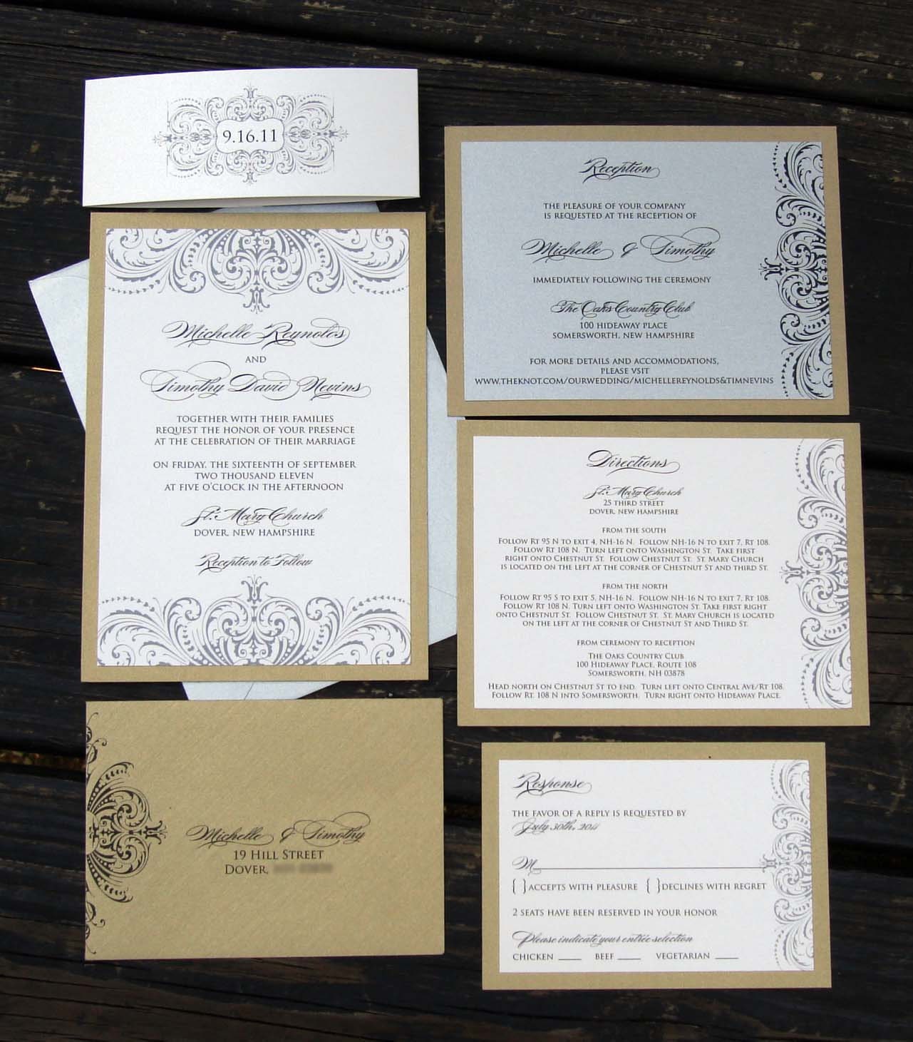 Vintage Swirl Flourish Wedding Invitation Suite - SAMPLE