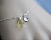 Original bird initial bracelet,bird bracelet,Custom birthstone,November citrine,wedding jewelry,bridesmaid gift,birthday,monogram,