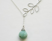 Custom birthstone,Lariat necklace,Bridesmaid gifts,Birthday,Leaf Branch,wire wrapped,best friends