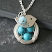 Original Signature Design,Lovely Bird and blue turquoise sterling silver chain Nest Necklace