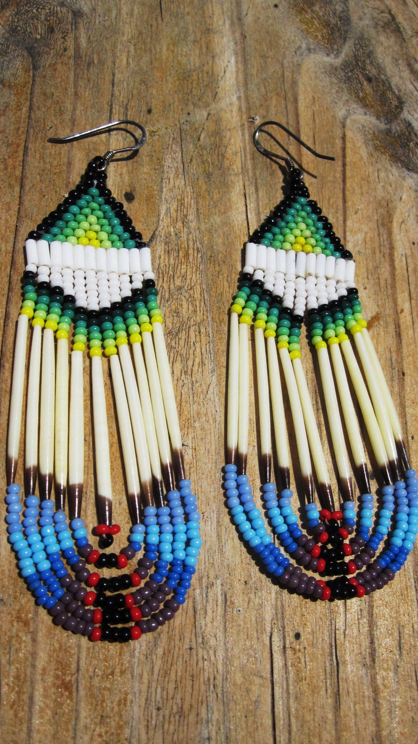 Native American Quill Earrings by YOLTEUTL on Etsy