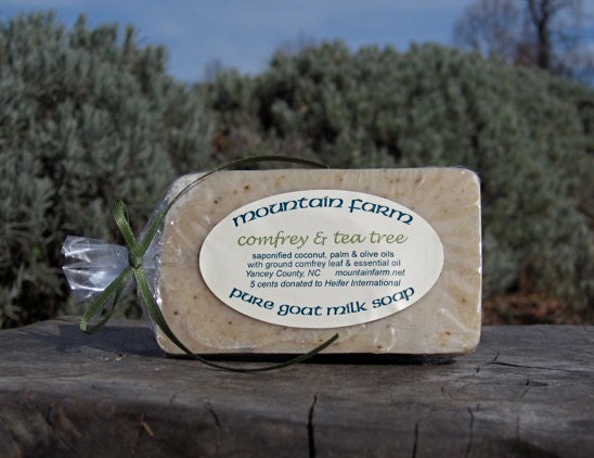 Comfrey Tea Tree Handmade Goat Milk Soap - Healing - All Natural Moisturizing & Mild