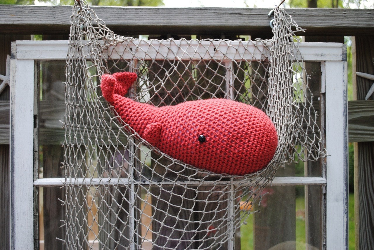 Woolie Whale Hand Crocheted Plush-Nantucket Red-Large