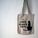 Tote Bag with Cat Print - I Love Black Cat-Gray linen tote bag-Eco Friendly Tote-Cat's lovers collection - Gift under  30  nO 2.