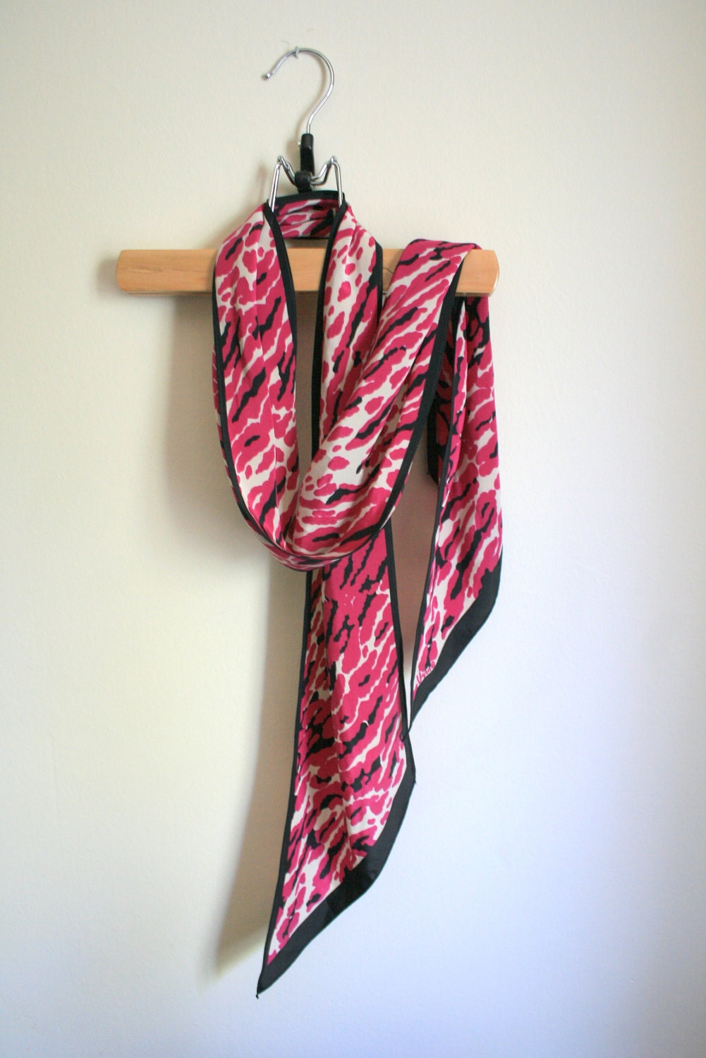 Vibrant Funky Vera Scarf Necktie in Deep Purple Fuschia Animal Print.