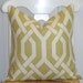 Decorative Pillow Cover - 18x18 - Gatework Pattern - Throw Pillow - Accent Pillow - Chartreuse and Ivory