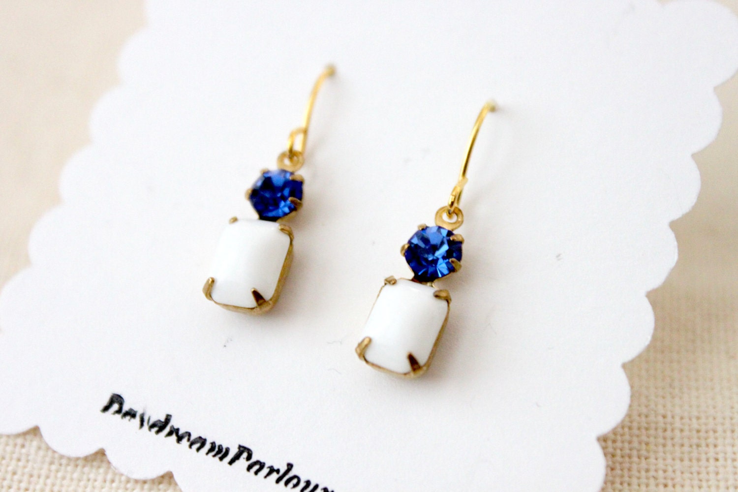 Blue and White Vintage Stone Earrings