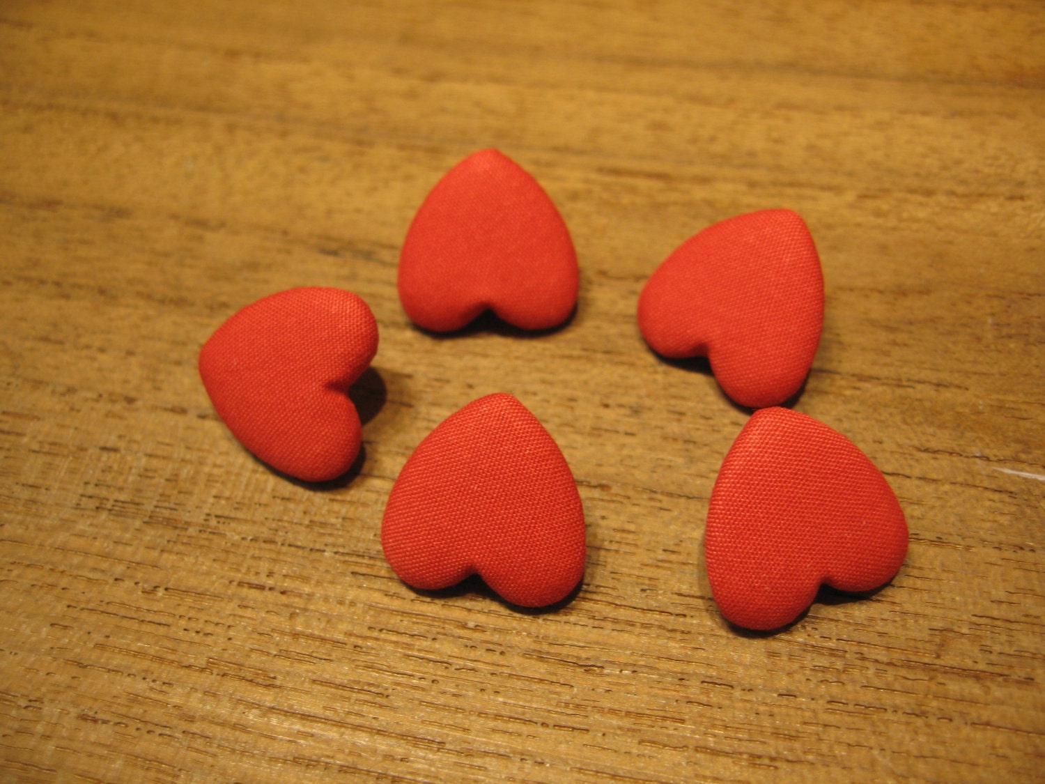 RESERVED for Jesusmonkeyrainbow - Lot of 27 pcs (14x14mm) and 5 pcs (18x19mm) - Hot Red Heart-shaped Fabric Plastic Back Buttons