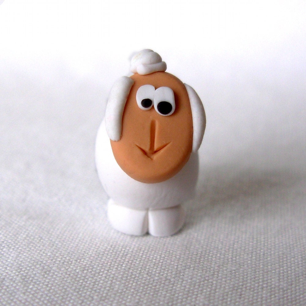Miniature Sheep Figurine, Polymer Clay