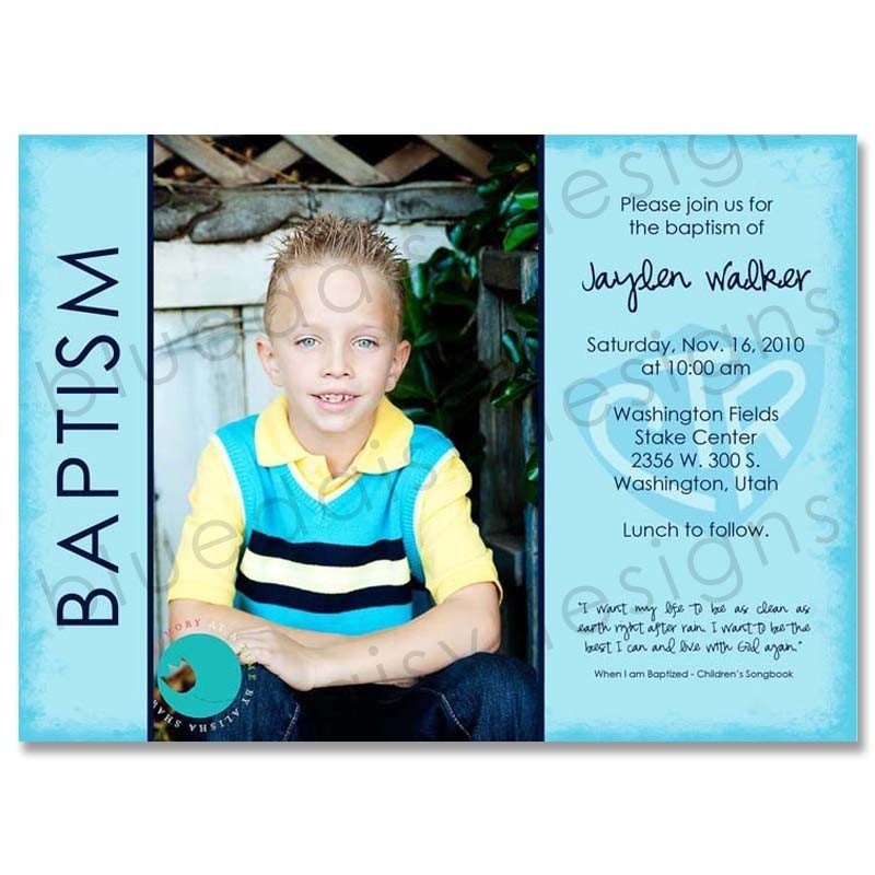 5x7 LDS Baptism Photo Invitation - Custom Digital Photo Card