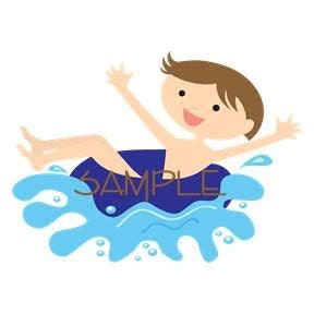 Boy SWIM Fun Return Address Label Style DL1787 - by Unique Scrap Designs