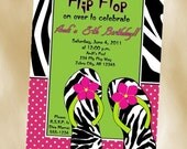 Flip Flop Diva Birthday Party Invitation Style DI2105 DIGITAL FILE - Printable - by Unique Scrap Designs