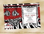 Polka Zebra Lingerie Shower Invitation Style DI2150 DIGITAL FILE - Printable - by Unique Scrap Designs