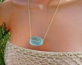 Raw Aqua Blue Quartz Necklace. Rough Stone Necklace. Organic Beauty.
