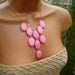 Pastel Pink Jade Bib Necklace. Lilly Pulitzer inspired. Bubblegum Pink Stone Bib Necklace on Gold. Spring Fashion.