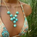 Turquoise Bib Necklace. Bubbly Round Aqua Blue Stone Beads.