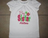 Embroidered - big sister shirt with personalization hot pink and lime green - choose short sleeve or long sleeve