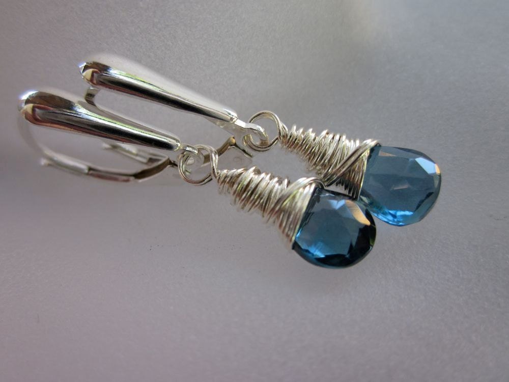 London Blue Topaz Pear Briolettes, Fine Silver, Sterling Silver-Coastal Breezes Earrings