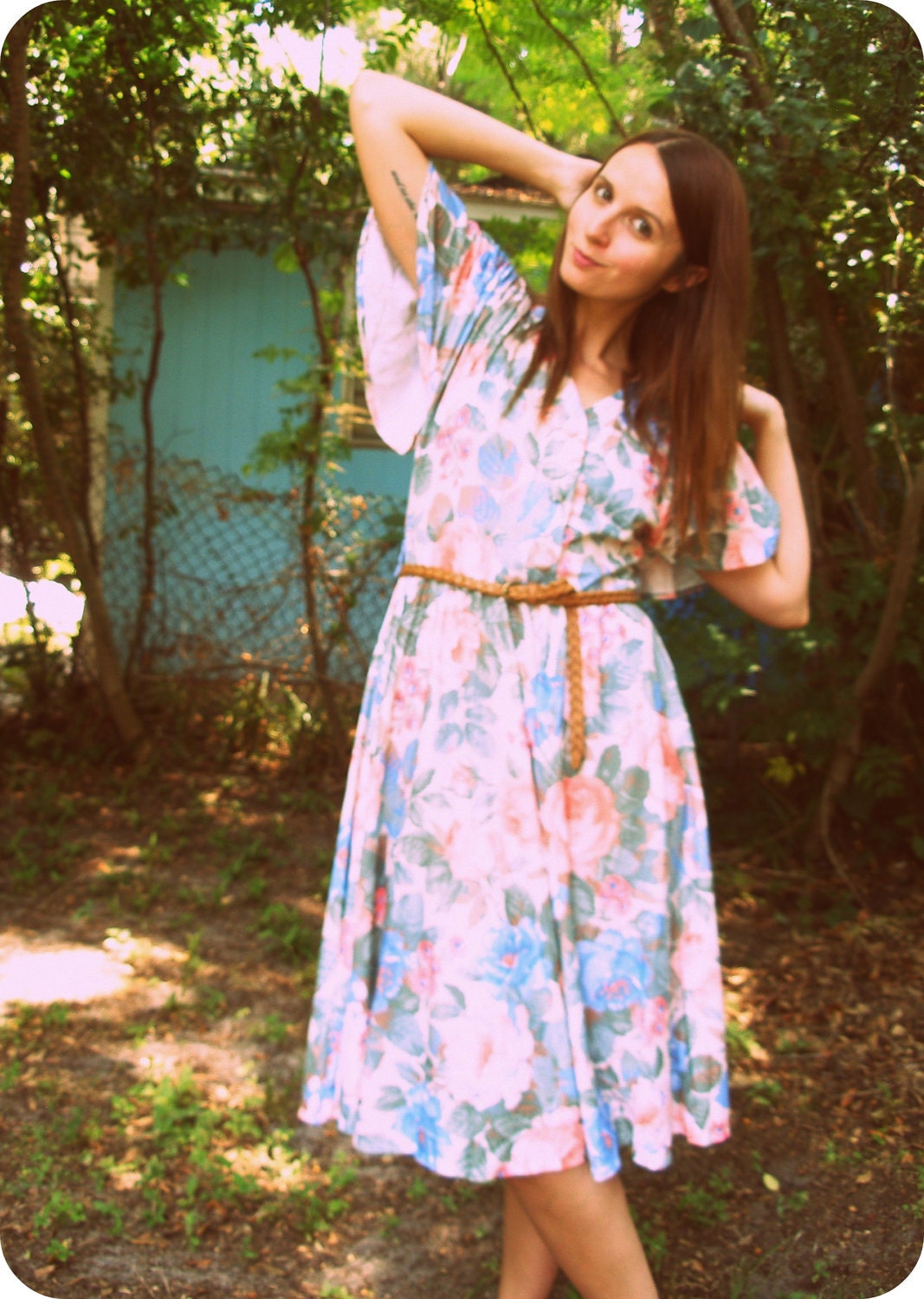 Floral Print Bell Sleeve Dress