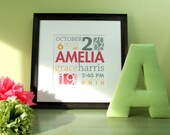Nursery Art, Baby Stats, Birth Announcement Wall Art, Personalized