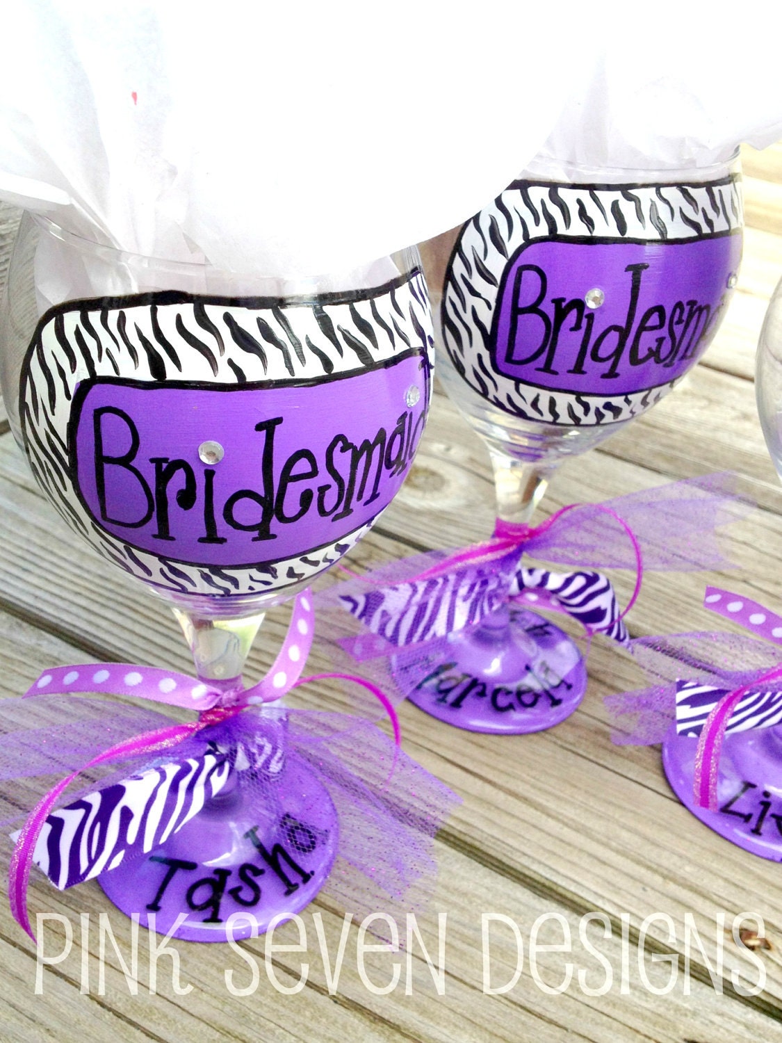 Wedding Party Glasses - Pick your colors & design
