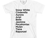 Princess Names T-Shirt - American Apparel Unisex Sizes S, M, L, XL - Custom Color
