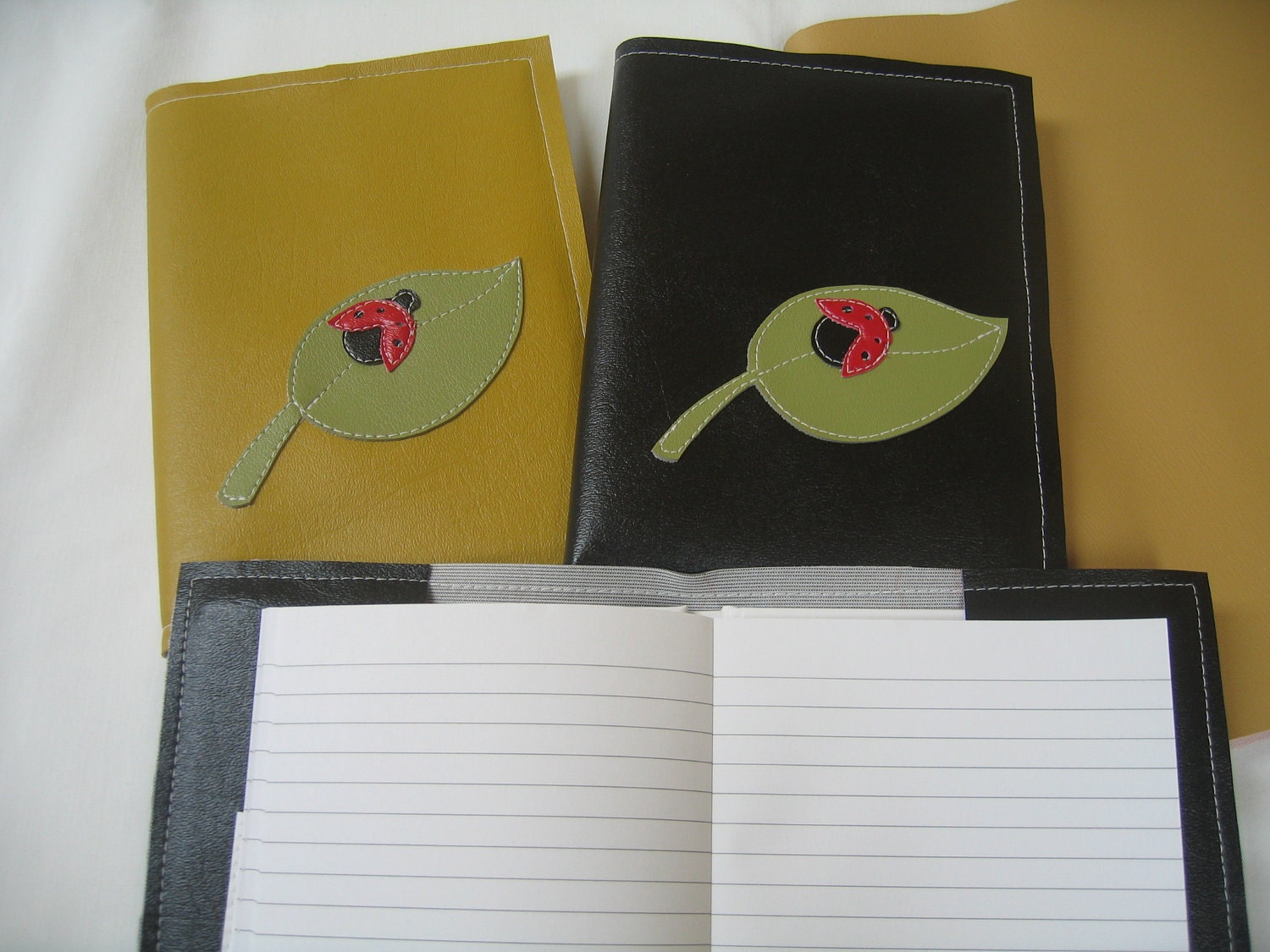 Ladybug on a Leaf Vinyl Journal Cover with notebook