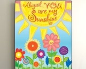 10x8 PRINT, Personalizable 'YOU are my SUNSHINE' Nursery Decor, Girls Room Art