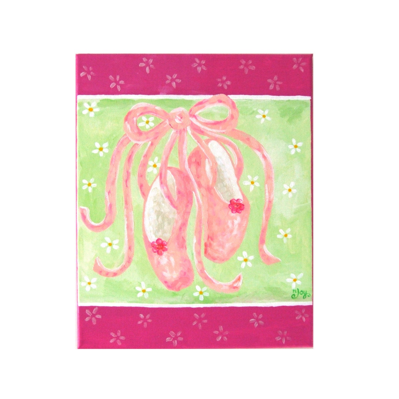 Art for Girls, BALLET SHOES, 11x14 Original Acrylic Canvas, Kids Decor, Girls Room, Baby Girl Nursery