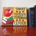 Kid Art, Today A READER Tomorrow A LEADER, 14x11 Acrylic Canvas, Playroom Art, Classroom Art, Inspirational Quote Painting