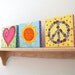 Girl's Room Decor PEACE LOVE & SUNSHINE, Three 5x5 acrylic canvas, Original Painting, Girls Room Wall Art, Nursery Decor, art for kids