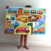 Custom Kids Wall Art, TRANSPORTATION COLLAGE, custom 24x18 canvas painting for boy room